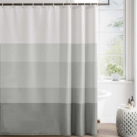 Rideau Douche 180x180 cm Tissus Lavable Gris Ombre Rideau de Douche pour Baignoire, Déperlant Shower Curtain Textile Polyester Moderne Lot de 1, Rideau Salle de Bain avec œillets et 12 Anneaux (1/5)