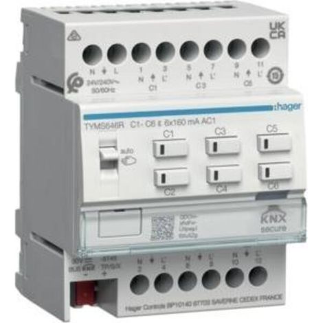 hager Heizungsaktor 6fach KNX Secure, mit Regler für 24/230V Stellantriebe, Triac