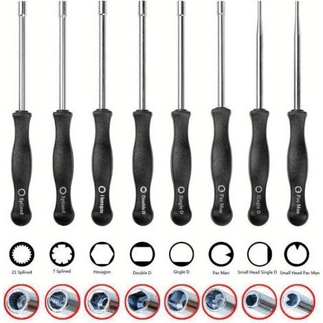 8pcs Tournevis Outil De Réglage De Carburateur Simple D Double D Hexagone Hex Socket Kit Set (1/4)