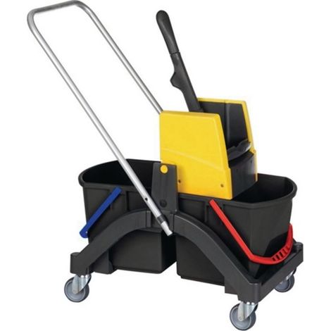 Chariot de nettoyage avec 2 seaux de 17 l et presse. (1/2)