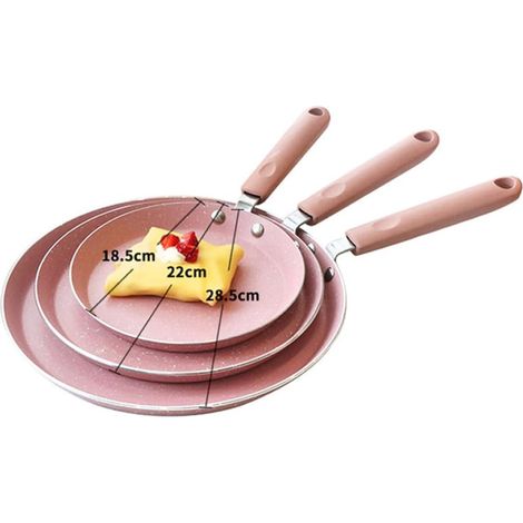 Crêpière antiadhésive en aluminium de 20 cm avec revêtement rose pour omelettes et crêpes - Poêle à frire non toxique