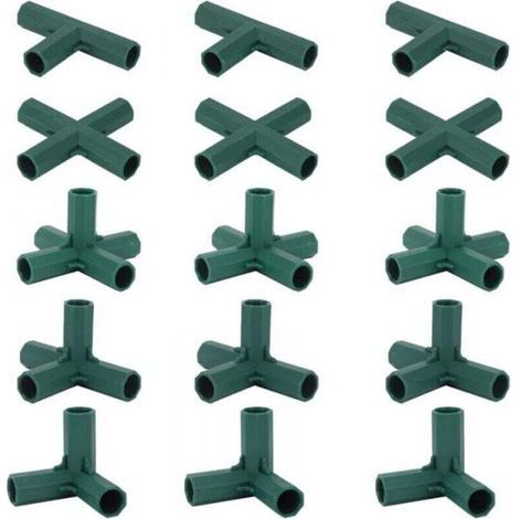 Lot de 15 Connecteurs De Cadre De Serre, Connecteurs d'angle pour Cadre De Jardin Tige d'hélice de 16 mm 5 Types de Support Stable Robuste pour Serre (1/4)