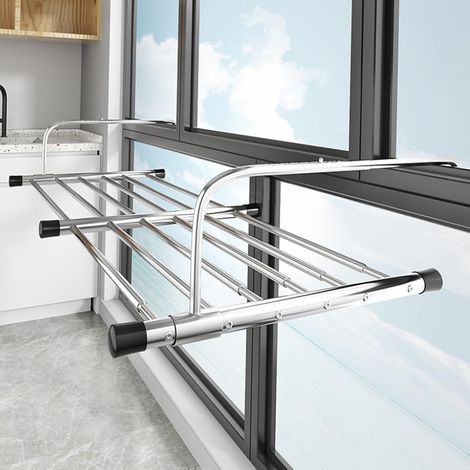 Zusammenklappbarer Wäscheständer, Teleskop-Wäschetrockner aus Edelstahl, 61–107 cm, Hängender Wäschetrockner, Balkon-Wäschetrockner für den Innen- und Außenbereich