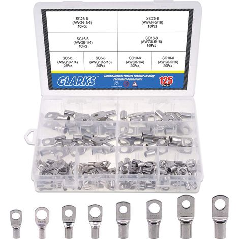 Assortiment de cosses de fil de cuivre étamé avec œillets pour câble de batterie (1/5)