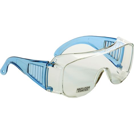 Lunettes de sécurité EAGLE avec verres transparents et branches bleues antireflets (1/5)