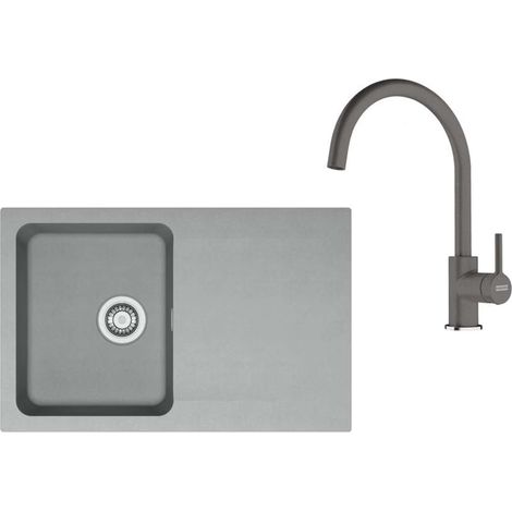 Franke Set - Set da cucina T119Š, lavello in tectonite OID 611-78 e  miscelatore FC 6018.084, grigio/pietra grigia 143.0687.376