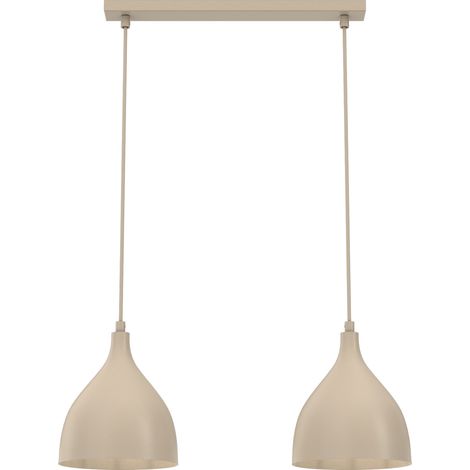 Suspension minimaliste 2 lumières Noak classic Luminex en métal beige E27 pour salon et salle à manger (1/2)