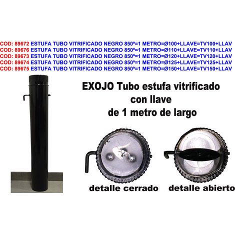 Poêle tube vitrifié noir 1 mètre avec clé