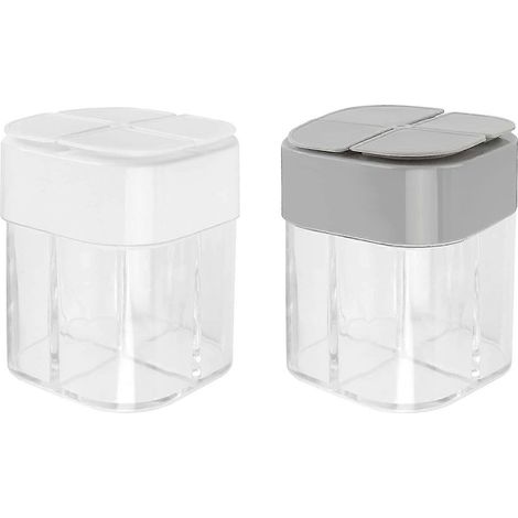 Boîte à épices avec filtre à 4 compartiments, idéale pour la cuisine, les pique-niques, les barbecues, les restaurants et les voyages. (1/5)