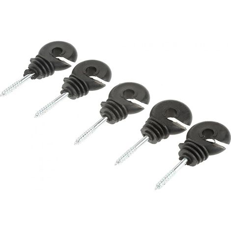 50 Pièces/Ensemble Isolants Annulaires Isolants de Clôture électrique Isolants Annulaires à Visser Noirs Accessoires de Clôture électrique pour Poteau