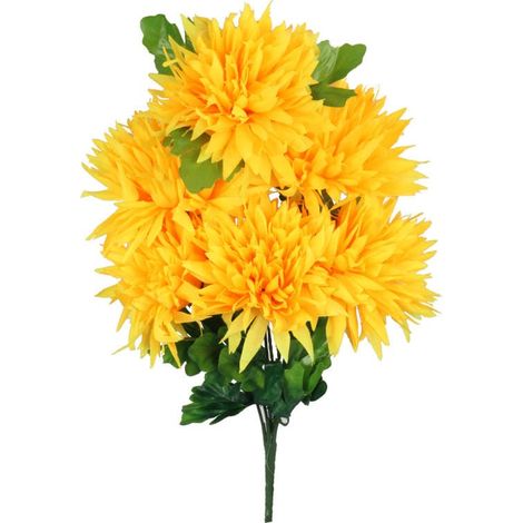 Bouquet de 6 grands chrysanthèmes jaunes de 60 cm (1/3)