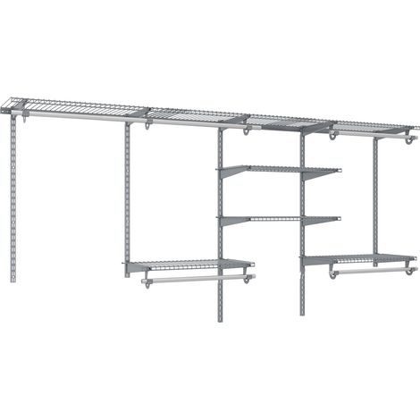 4-8 Feet Closet Organizers and Storage System with Hanging Rod for Laundry Bedroom-Grey (1/5)