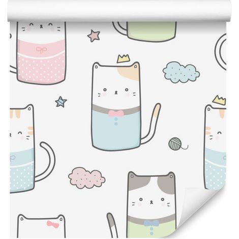 Papier peint Chatons et Nuages pour Salon et Chambre 50x1000 cm (1/5)