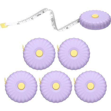 6Pcs Mètre Ruban Souple 79" Double Échelle Rétractable Mini Mètre Ruban Cartoon Mignon Pour Couture Artisanat Tissu Tailleur Perte De Poids Mesures Corporelles, Violet (1/5)