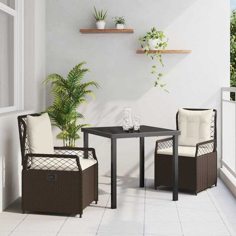 Garten Essgruppe 3 pcs Braun Poly-Rattan (1/5)
