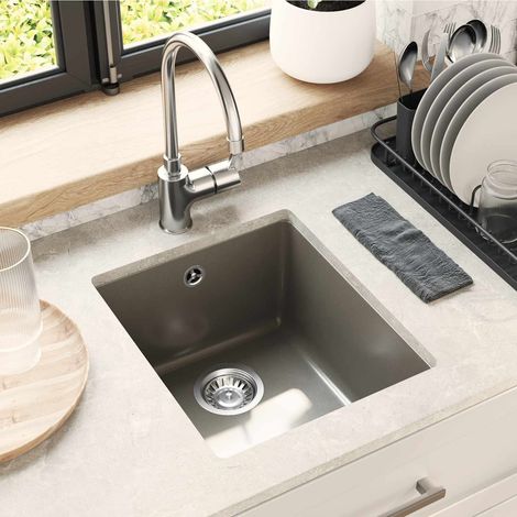 Teenpull – Waschbecken Grau 370 x 460 mm 80% Quarz und 20% Harz (1/5)