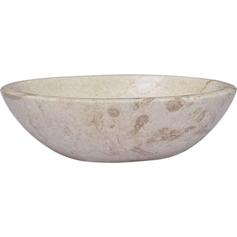 Vasque à poser Lavabo à poser pour salle de bain - Crème 53x40x15 cm Marbre BV408561 - BonneVie (1/5)