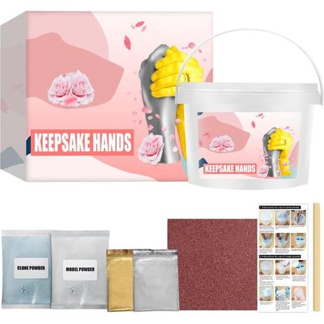 [KK] Kit de moulage de main 3D à faire soi-même, moule en plâtre pour statue, souvenir artisanal pour couples, adultes et enfants, anniversaire de mariage 0.2 (1/5)