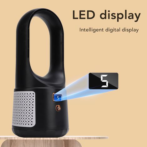 Ventilatore da scrivania USB senza pale Toivize, 6 velocità, funzionamento silenzioso con indicatore di potenza, portatile per casa o ufficio, nero (1/4)