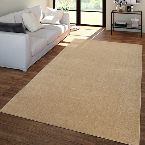 Tapis de salon à poils courts, uni, design moderne et intemporel 140 cm x 200 cm x 12 mm, Gold, Rectangulaire (1/5)