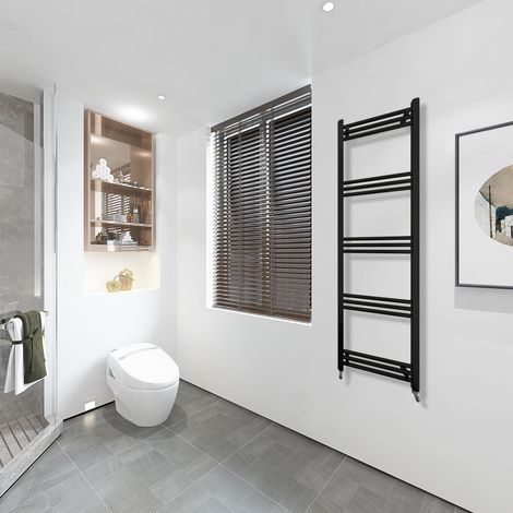 Aica Radiador toallero 1650x500mm Negro Radiador secador y Calentador de toallas Calefacción de baño (no eléctrico) (1/5)