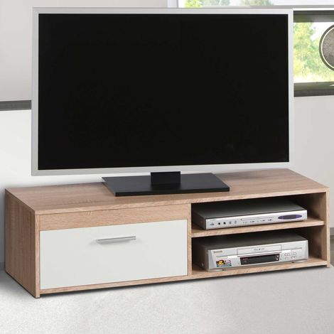 Meuble tv Gamba 120cm avec 1 porte - chêne/blanc