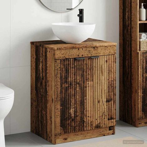 vidaXL Bathroom Furniture Set Old Wood Engineered Wood (1/5)