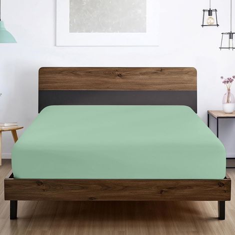 Drap housse en fibre de bambou dimensions 120 x 200 cm pour matelas jusqu'à 25 cm d'épaisseur doux et extensible adapté aux sommiers à ressorts couleur verte (1/5)