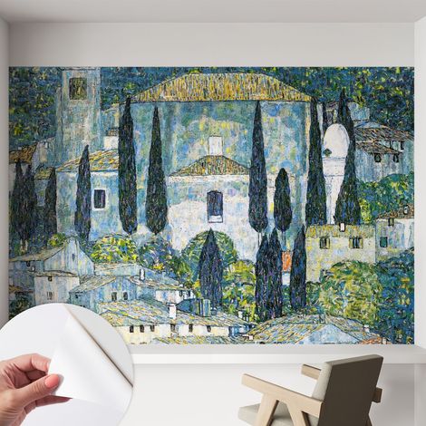 Carta da parati adesiva - fotomurale - facile da applicare - per la soggiorno - camera da letto - Case di cipresso 152x104 cm (1/5)