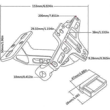 Kit universel de suppression de garde-boue arrière pour moto, cadre de plaque d'immatriculation avec clignotants réglables et feu LED en aluminium pour modèles universels (1/4)