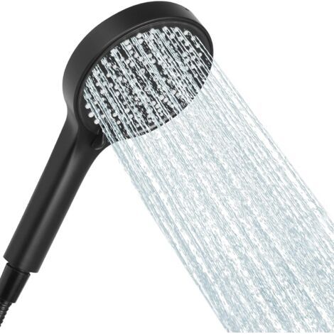 (Noir)Pommeau de Douche, Pommeau de Douche Economie D'eau,125 mm de diamètre, 6 modes réglables répondent à diverses besoins tels que se laver, laver les animaux, et rincer la salle de bain (1/5)