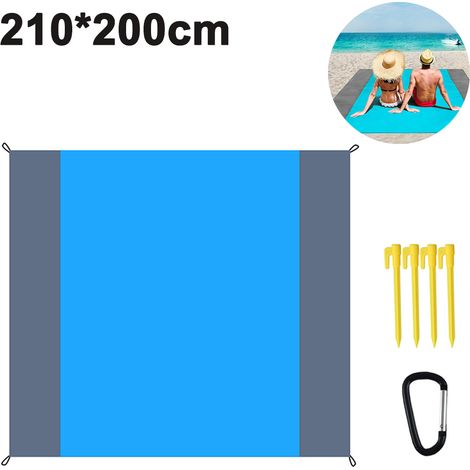 Couverture de plage anti-sable, très grande couverture de pique-nique extérieure imperméable et légère, idéale pour 4 à 7 adultes (voyages, fêtes, sports, camping, randonnée). (1/5)