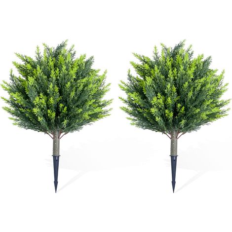 Arbre topiaire artificiel réaliste pour intérieur/externeérieur - Cyprès - Décoration maison, jardin, boules topiaires - Facile à installer - Lot de 2, vert, 65x45 cm, 2 green PZ-1-245 (1/5)