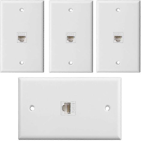 Lot de 4 plaques murales Ethernet 1 port, plaque murale avec prise RJ45-- (1/5)