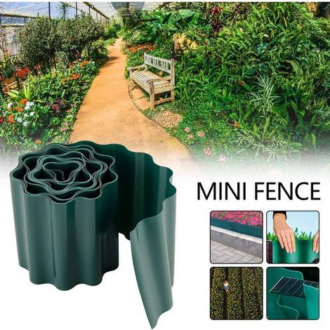 GENERIC-Bordure de pelouse en plastique, 1 rouleau de 15 cm x 9 m, en PVC souple, vert, pour jardin, jardin, clôture, jardin, pelouse (9 m x 15 cm) (1/5)