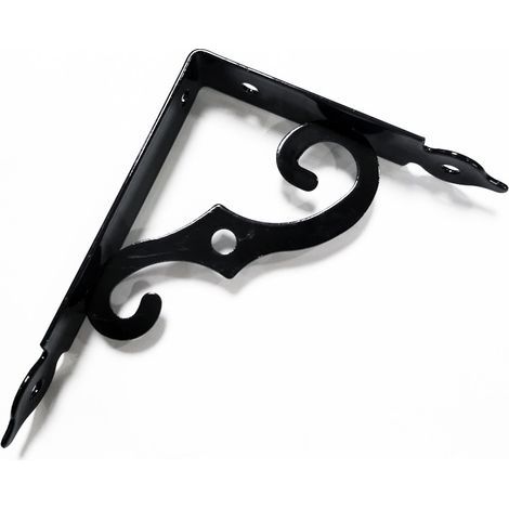 Equerre Etagere Murale 2 Pièces Support Tablette Murale 190 x 140 mm Equerre Metal Fer Forgé Noir Equerre Fixation pour Decoration Murale, Étagère Murale, Etagere Cuisine (1/4)