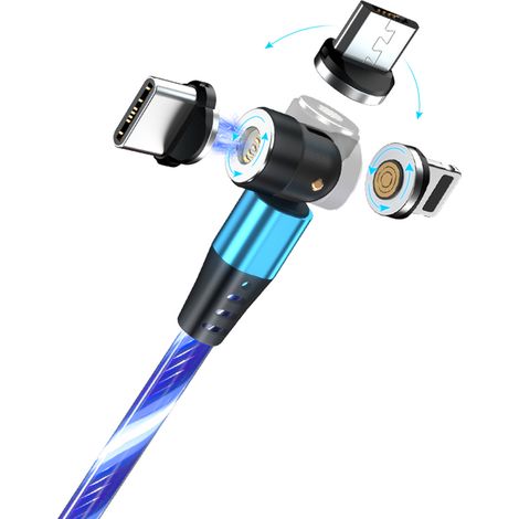 Câble de charge magnétique lumineux à LED rotatives à 540 degrés (1/5)