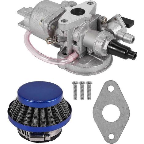 Carburateur + filtre à air bleu + cheminée pour moteur 2 temps 47cc 49cc, pièces pour mini moto, quad, dirt bike, pocket bike, minimoto bs (1/5)