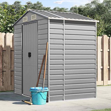 Abri de jardin-Remise Cabane pour outils gris clair 191x130x198 cm acier galvanisé (1/5)