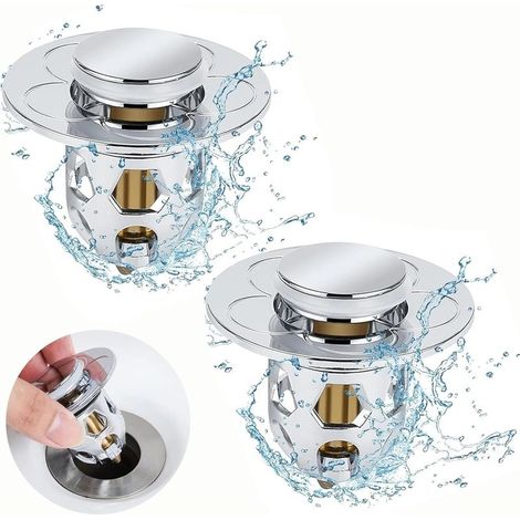 2 Pièces Bouchon de Lavabo Universelle Pop Up Bouchon de Vidage pour Lavabo, Filtre pour Evier Flitre de Vidange Anti-Bloqué(Orifice de Vidange 34-40mm) (1/5)