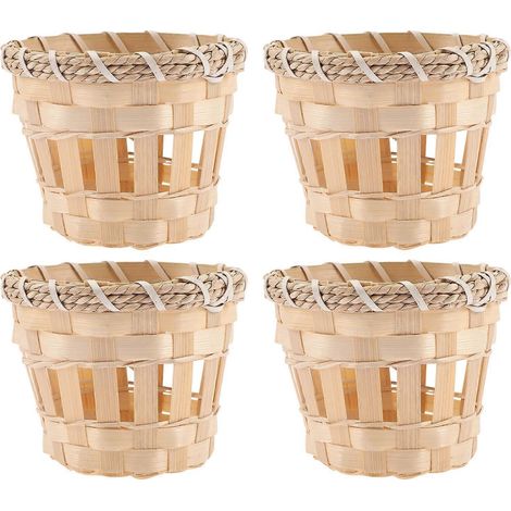 Lot de 4 abat-jour cylindriques en bambou pour lampe d'intérieur ou plafonnier.-10.50X10.50X8.00CM-Light Yellow