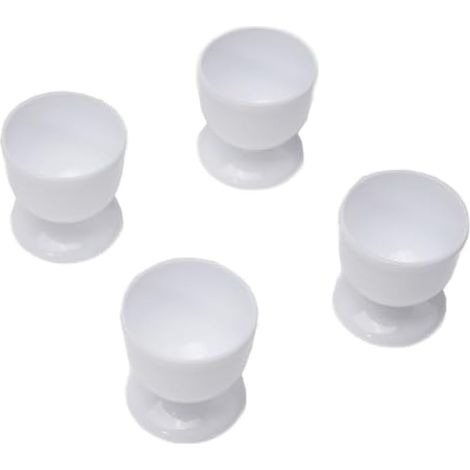 Lot de 48 coquetiers en plastique pour œufs durs et mous - Tasses de petit-déjeuner en plastique pour utilisation en cuisine - Pour servir et manger facilement - Blanc (1/5)