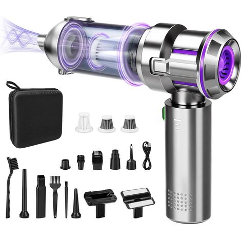 Aspirateur Voiture, 4-en-1 Puissant 25KPA Mini Aspirateur Voiture Puissant sans Fil avec Moteur Brushless,3 Niveaux Réglables Aspirateur de Voiture (1/5)