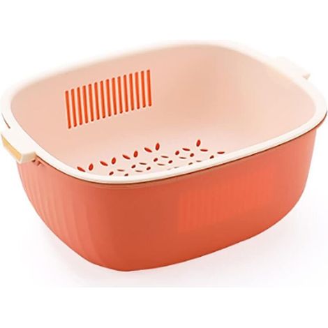 Ensemble de filtres 2 en 1 en plastique PP sans BPA, insert de tamis à double paroi pour le nettoyage des fruits et légumes - Crezuo
