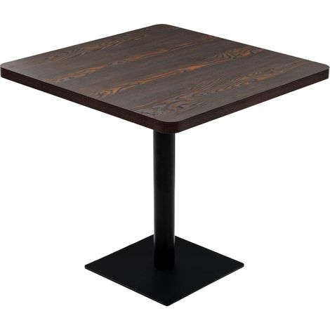 Tavolo alto stile bar/bistrot MDF e acciaio quadrato 80 x 80 cm marrone cenere scuro 0902107
