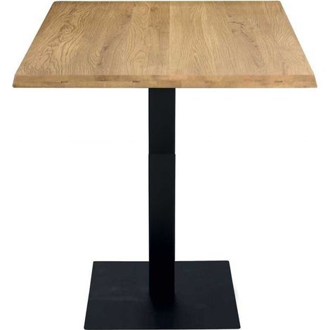 Tavolo Snack h. 108 Base Quadrata in Ferro Piano Rovere Nodato Dimensione Tavoli: 60 x 60