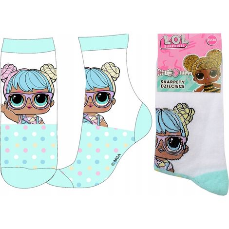 Calzini da bambina a tema fiabesco LOL Surprise in cotone color menta, taglia 31/34 D082R