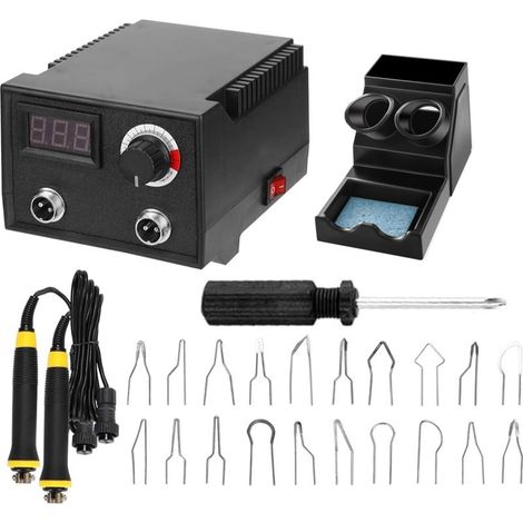 100W Machine de Pyrogravure à Bois, Poste de Pyrogravure avec 2 Stylo de Pyrograveur et 20 Pointes de Fil de Pyrogravure, Kit de Pyrogravure Bois Température Réglable de 0 à 650℃ (1/4)