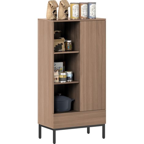 Graues Sideboard mit Schrank, Schublade, 3 offenen Fächern und verstellbaren Einlegeböden