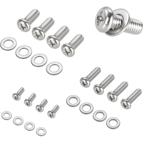 24 Pièces Vis Support Mural TV, Kit de Matériel de Montage TV,M4 M6 M8 Acier inoxydable 304 Vis Vesa Contient des entretoises,Compatible avec la Plupart des Support TV Mural/Moniteur. (1/5)